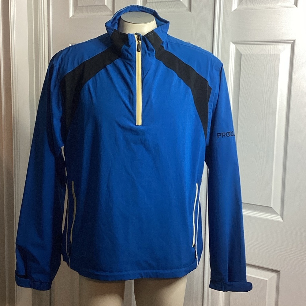 Proquip Half Zip Blue & Black Men's‎ Jacket Zippered Pockets L Golf